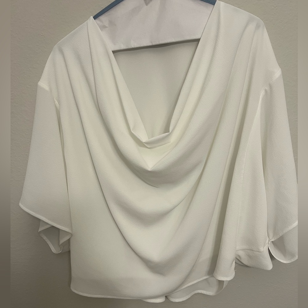 White, business casual, sheer blouse